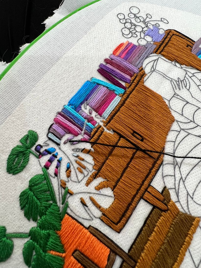 Rainy Day Reader - Embroidery