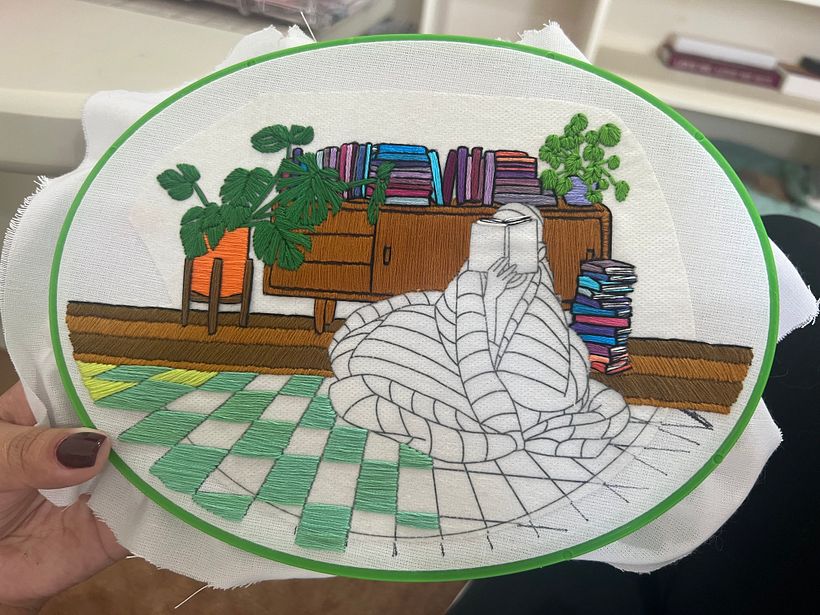 Rainy Day Reader - Embroidery