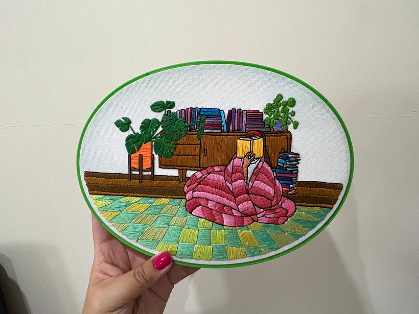 Rainy Day Reader - Embroidery
