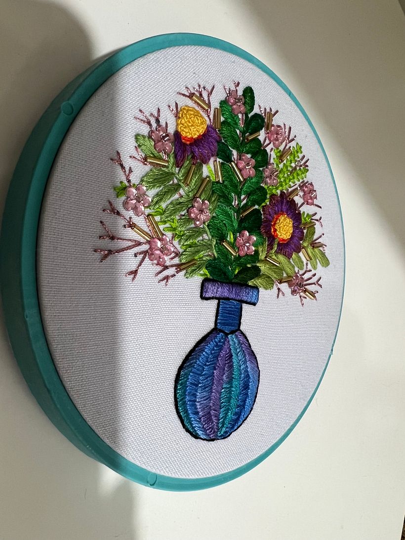 Flores - Azul - Bordado