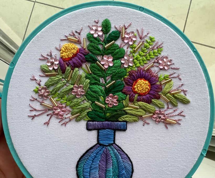 Flores - Azul - Bordado