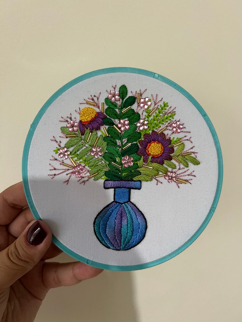 Flores - Azul - Bordado