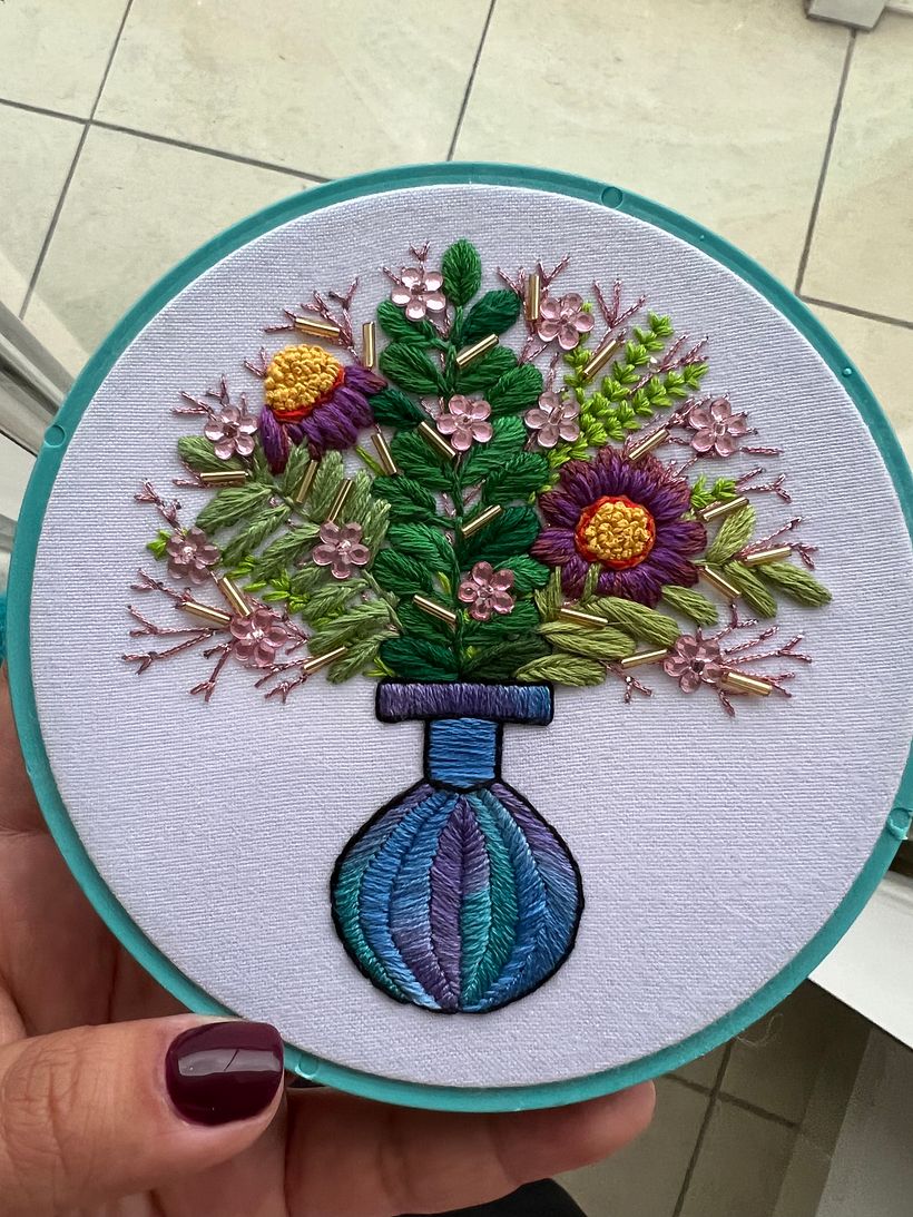 Flores - Azul - Bordado