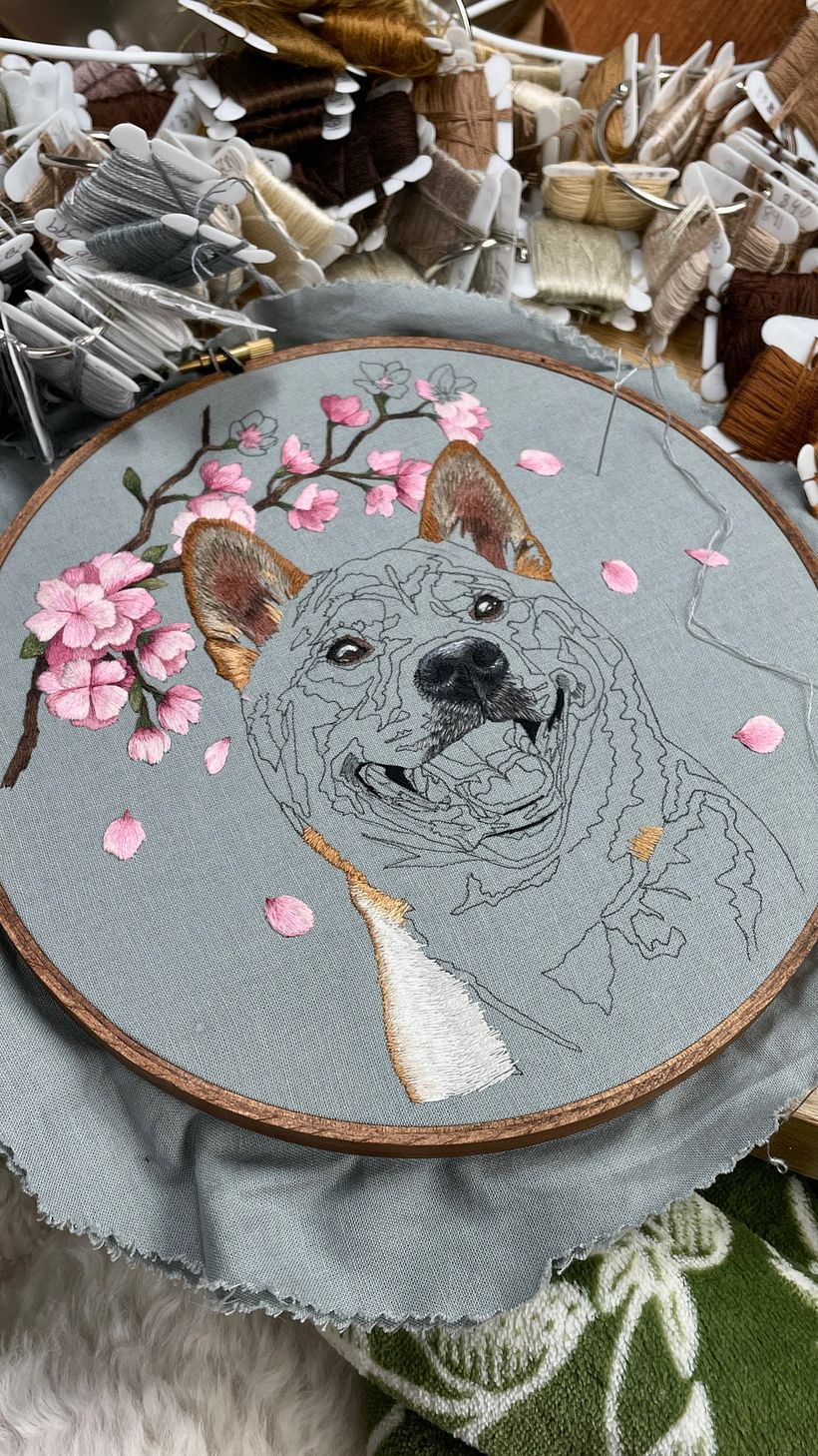 Lishi - Hand embroidered Shiba Inu portrait  5