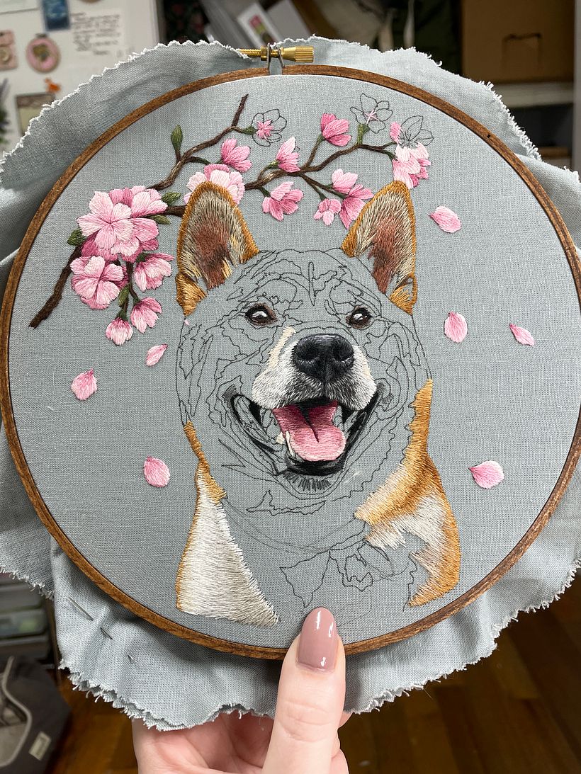 Lishi - Hand embroidered Shiba Inu portrait  7