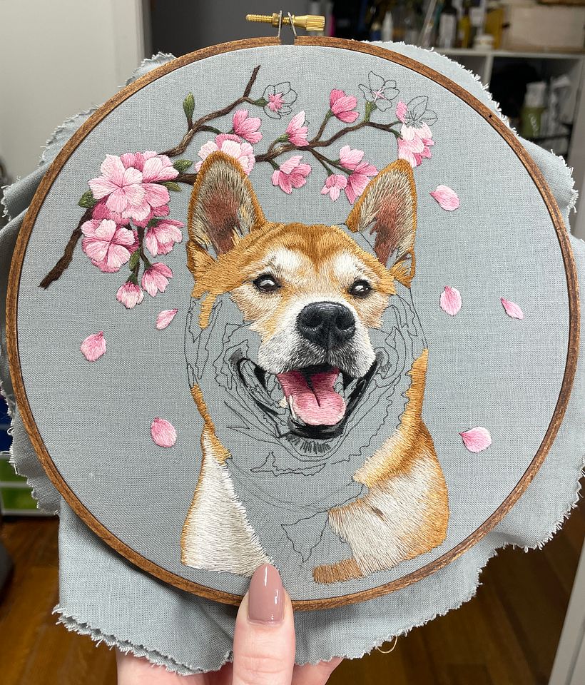 Lishi - Hand embroidered Shiba Inu portrait  9