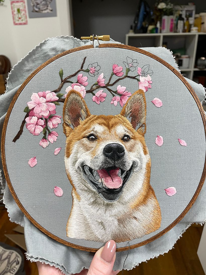 Lishi - Hand embroidered Shiba Inu portrait  12