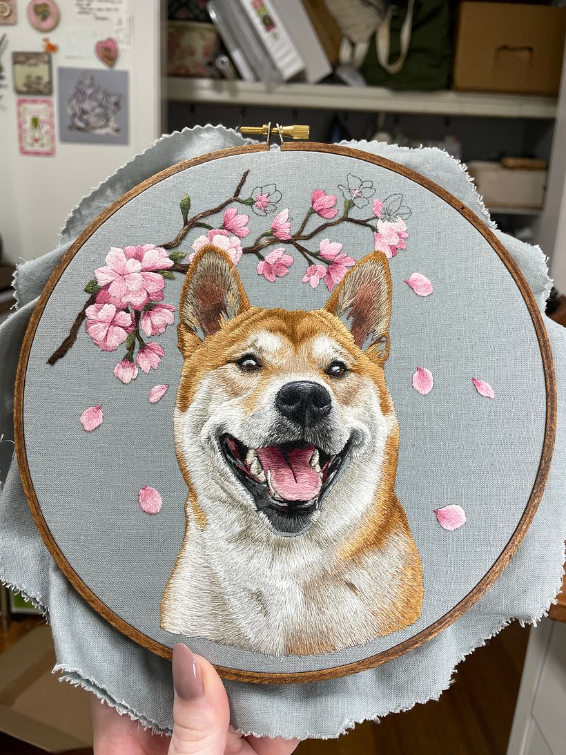 Lishi - Hand embroidered Shiba Inu portrait  13