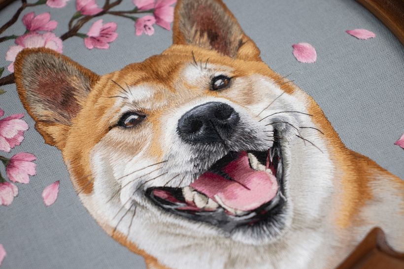 Lishi - Hand embroidered Shiba Inu portrait  16