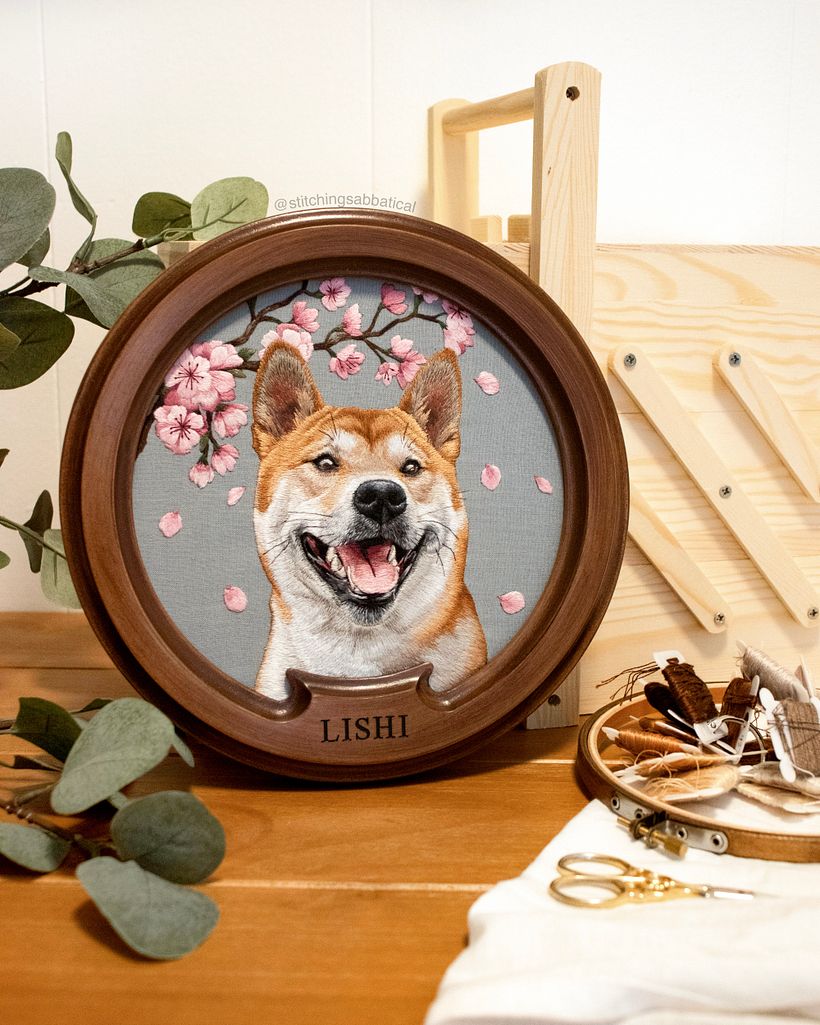 Lishi - Hand embroidered Shiba Inu portrait 19