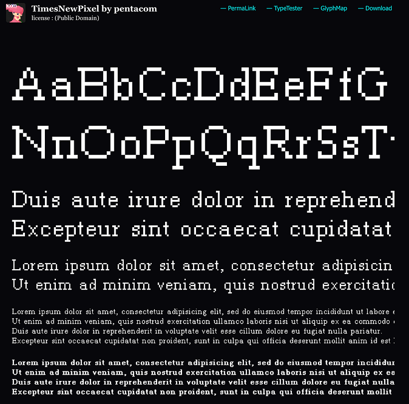 Font made by pentacom on BitMap2.