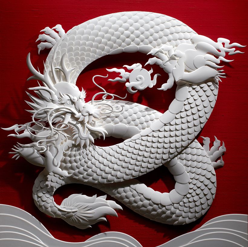 Dragon on Red Silk