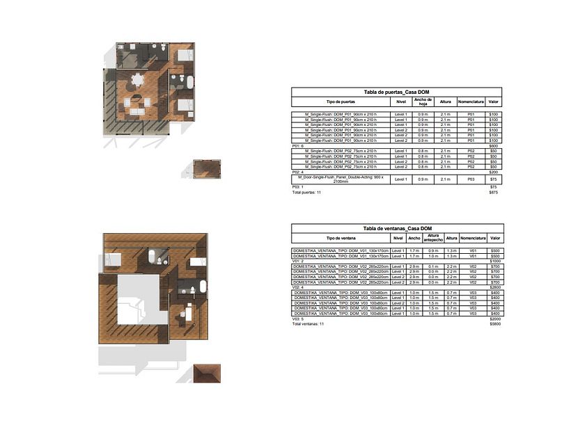 Tablas de puertas y ventanas.
