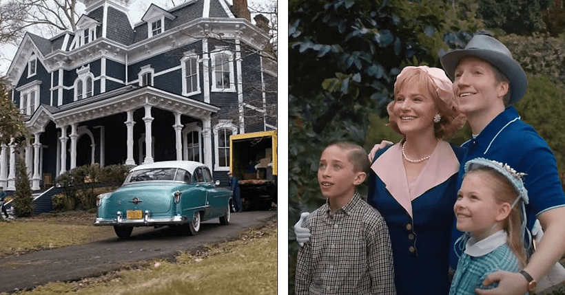Das Creel-Haus (links) und die Familie Creel in den 1950er Jahren (rechts).