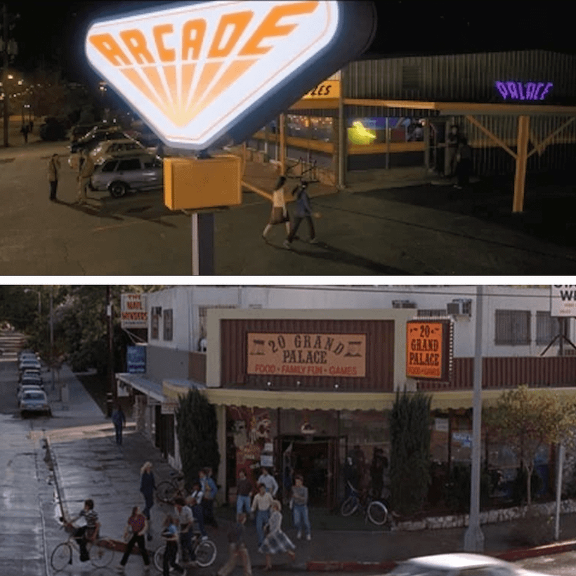Der Arcade Place in "Stranger Things" (oben) wurde von 20 Grand Palace Arcade in "WarGames" inspiriert.