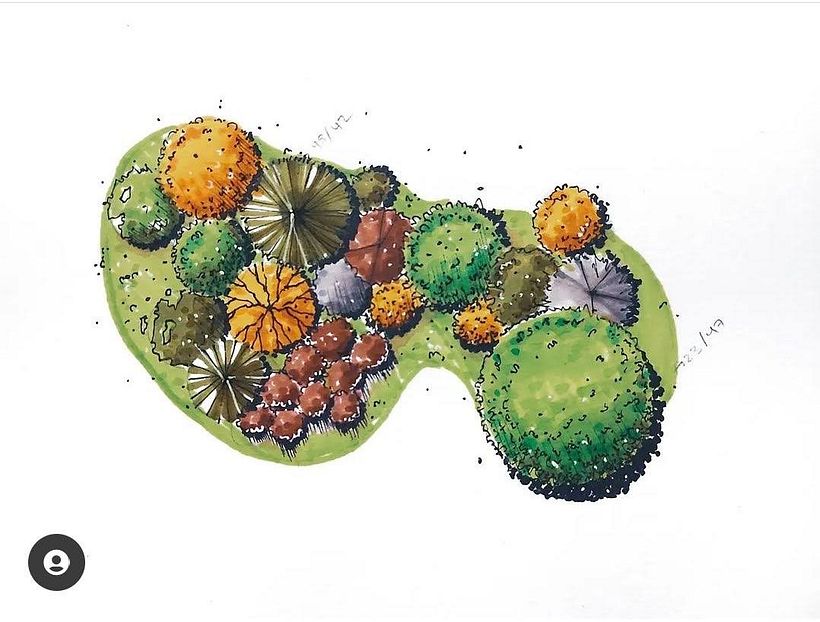 Trees - top view rendered using markers 