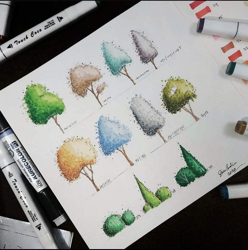 Trees -  in elevation rendered using markers