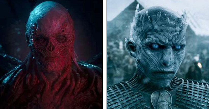 Vecna (izquierda) comparte maquillador con el Rey de la Noche (derecha).