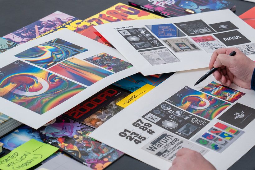 I begin by doing visual research, finding references and a direction to create the project moodboard.