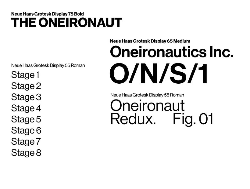A typographic style sheet for the identity system, also illustrating the formatting of titles.