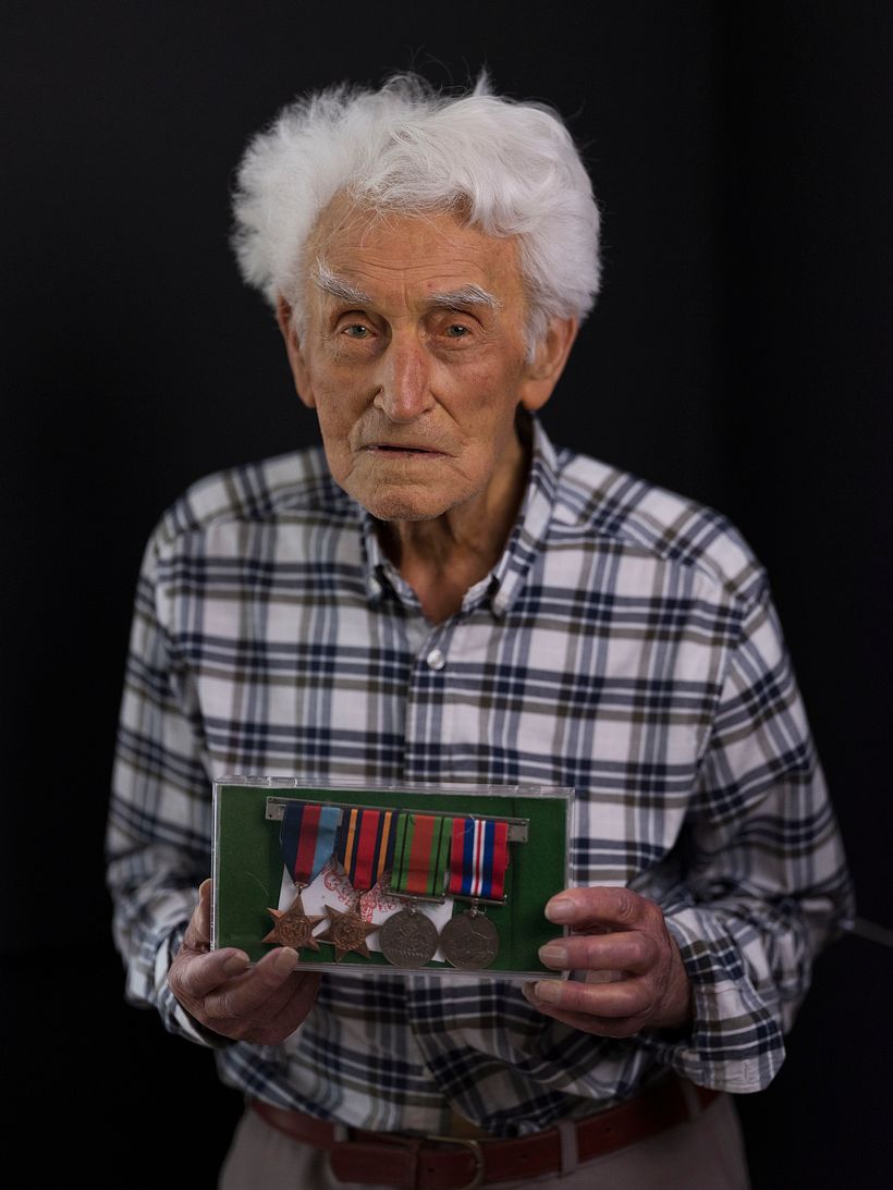 Syd withnhis medals from the second world war