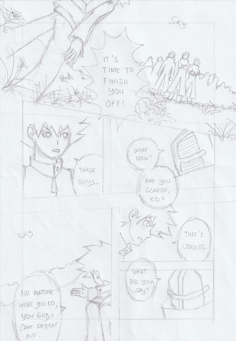 Please don't mind my inaccurate sketching here because I am going to apply inking in this page digitally.