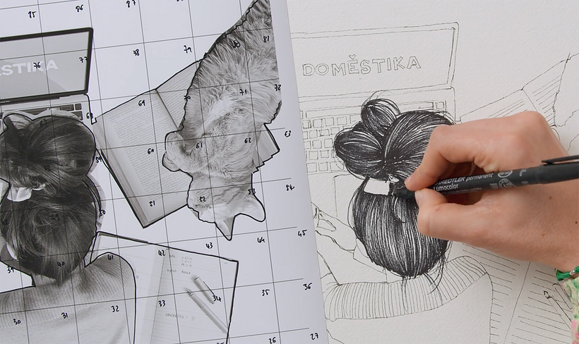 Il mio progetto del corso: Illustrazione con tecniche manuali di tratteggio e dripping 5