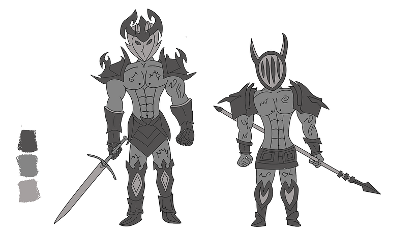Mi proyecto del curso: Fábrica de personajes ilustrados, Los 2 Guerreros Oscuros 3