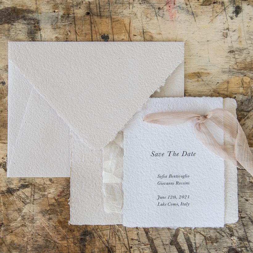 A close up of the save the date.