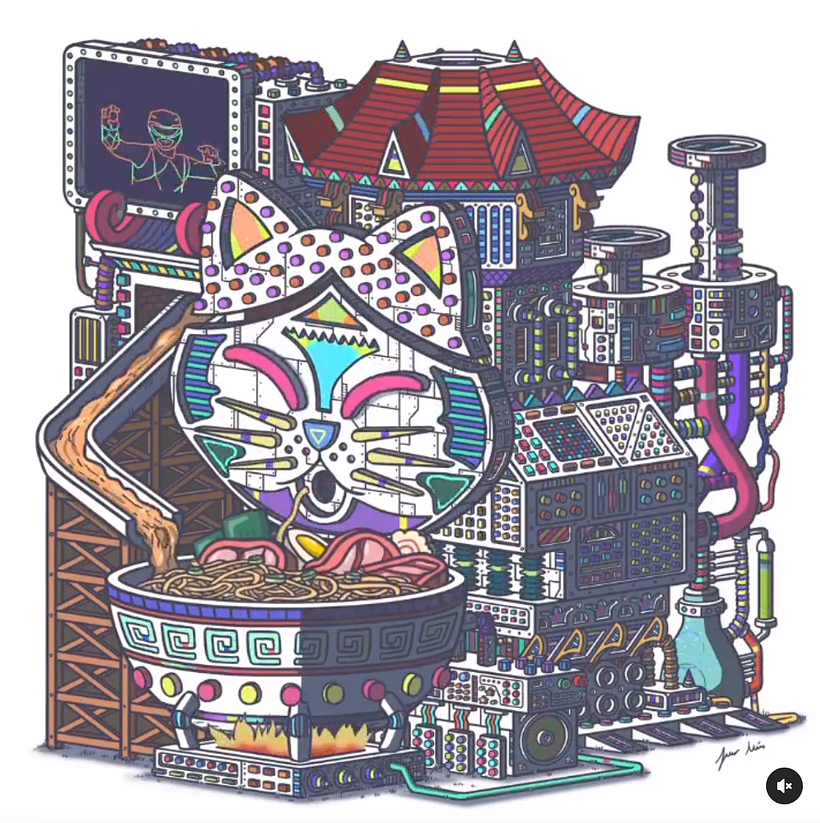 "Gluttonous Cat Ramen" von Javier Arrés, via @javierarres auf Instagram.