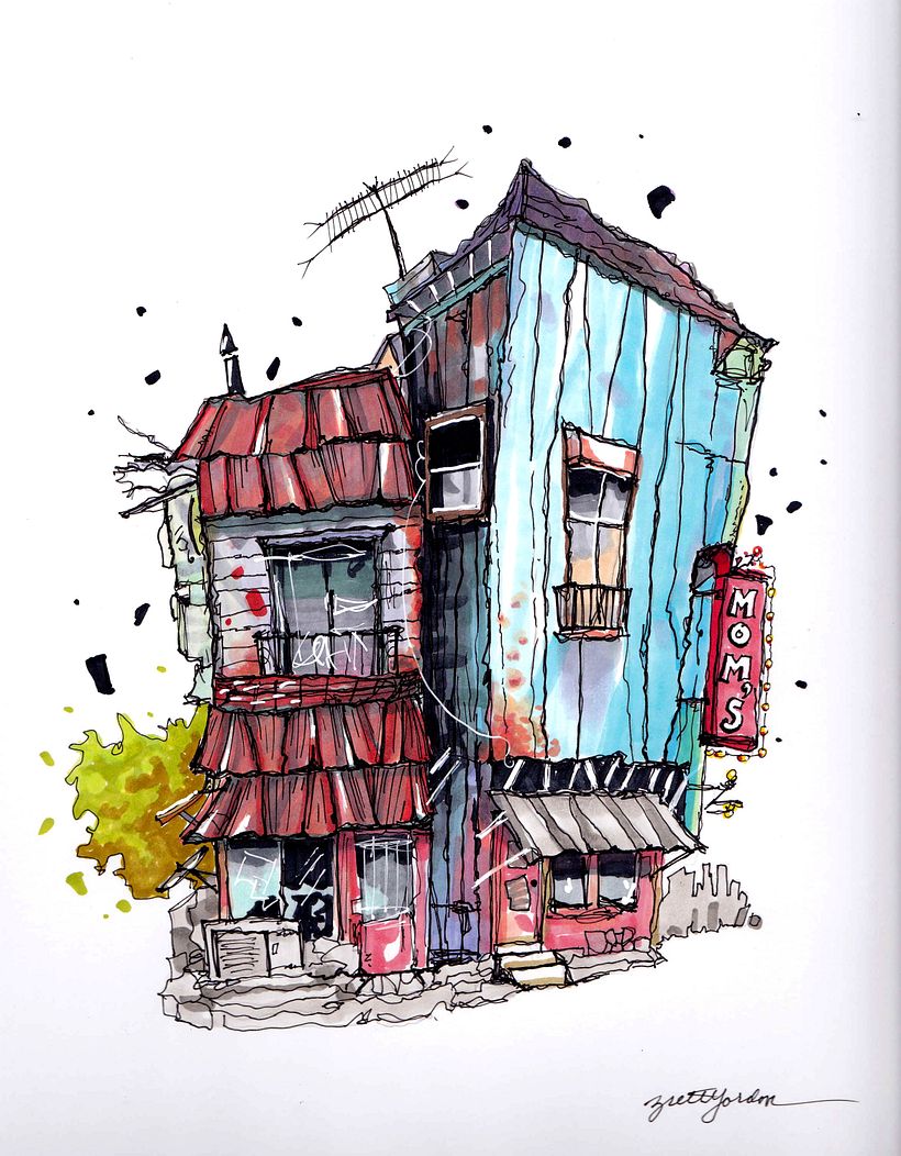 Derelict hotel with a restaurant by Brett Gordon (after Albert Kiefer's original).