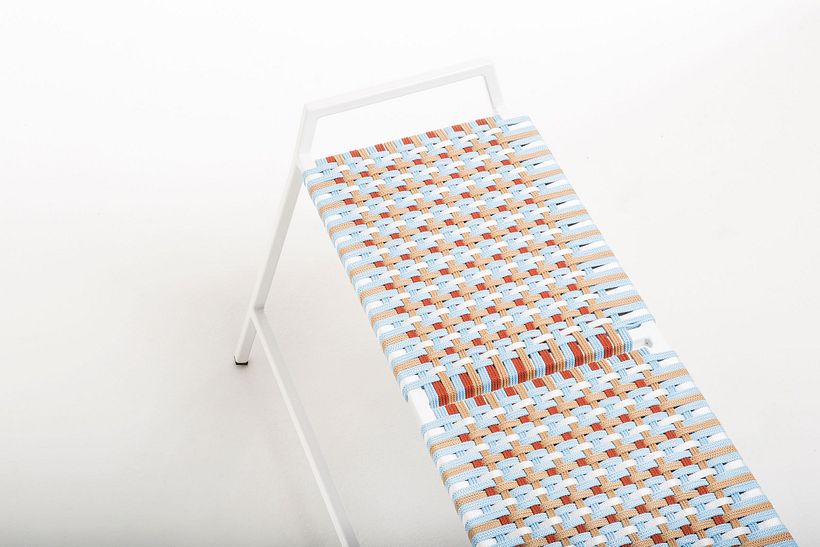 Dettaglio ADELE. Per l'intreccio ho utilizzato una corda di PPL di 5 mm, intreccio a scacchi 4 colori