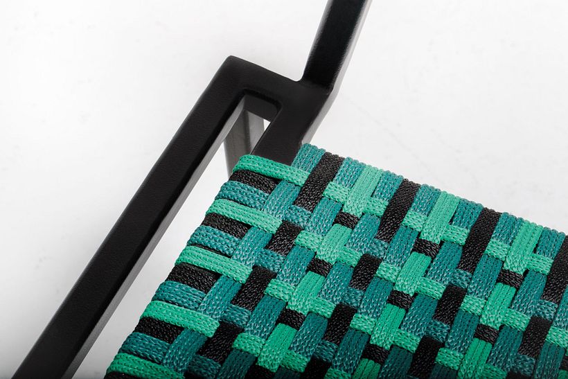 Dettaglio ANITA. Per l'intreccio ho utilizzato una corda di PPL di 5 mm, intreccio a scacchi 3 colori
