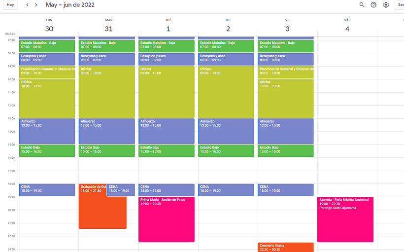 2. Hice mi cronograma diario y de empresa.