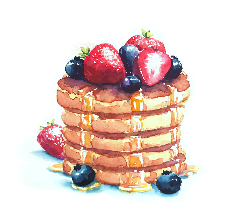 My project for course:  Fruit Pancakes Illustration with Watercolor <3 1