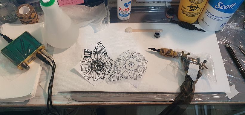 The original design and stencil, on my set up