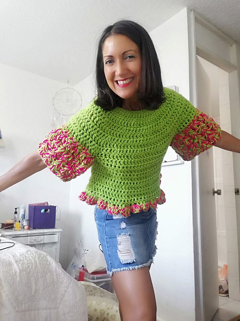 Mi proyecto del curso:  Top-down: prendas a crochet de una sola pieza 1