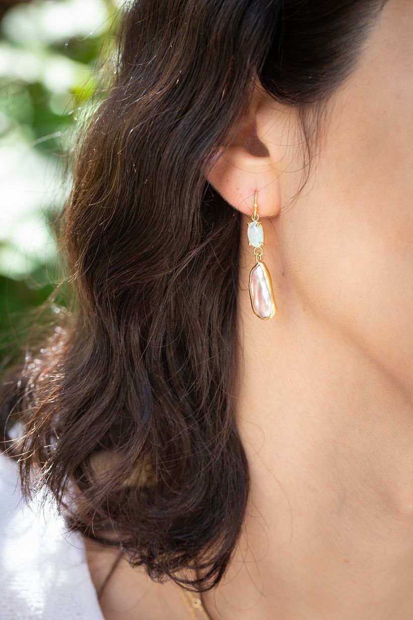 Opal & Pink Pearl Earrings 1