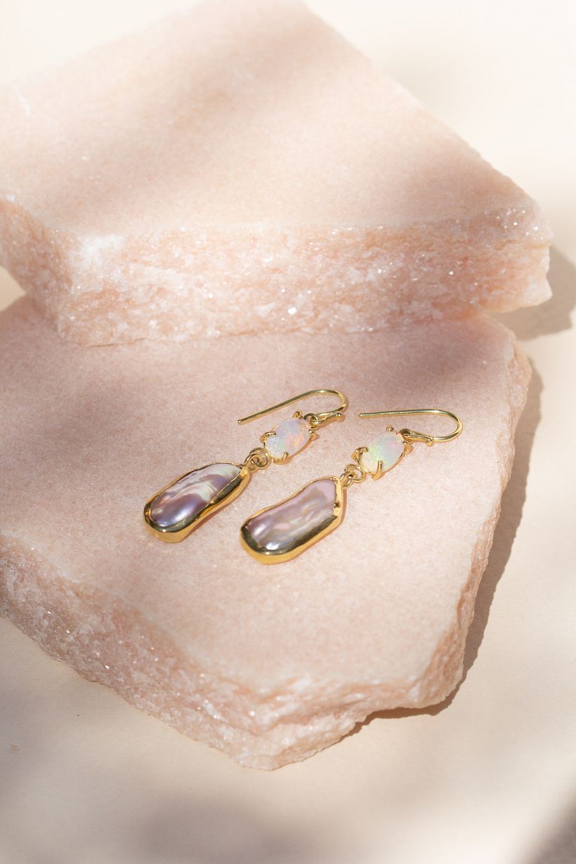 Opal & Pink Pearl Earrings 2