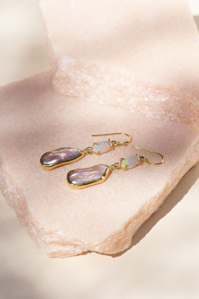 Opal & Pink Pearl Earrings 3