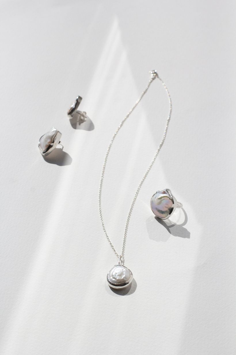 Silver Pearl Jewelry Set 1