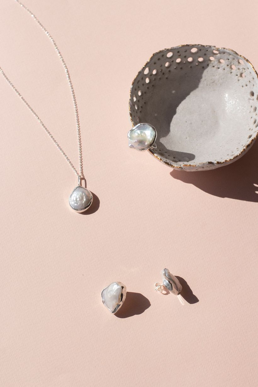 Silver Pearl Jewelry Set 2