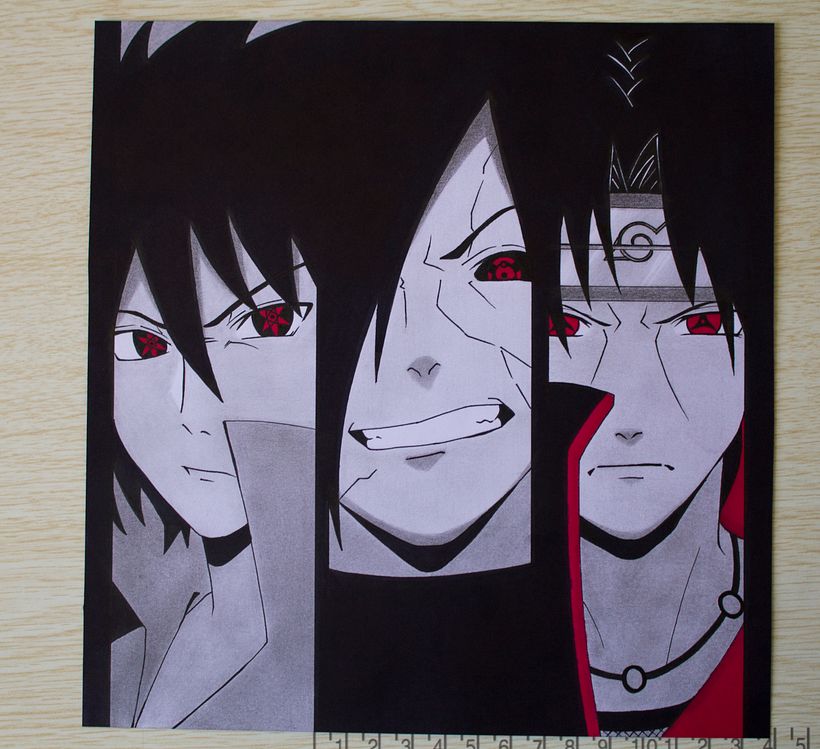 Dibujo estilo manga con rotulador rojo