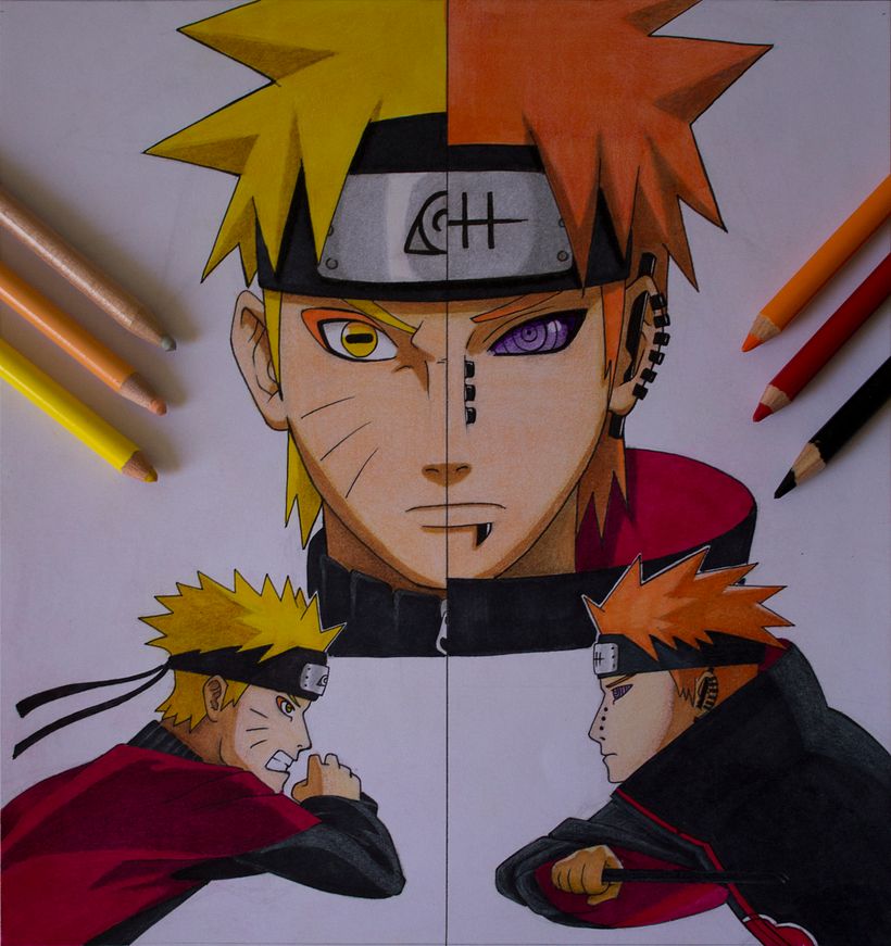 Dibujo combinando rotuladores y lapices de colores