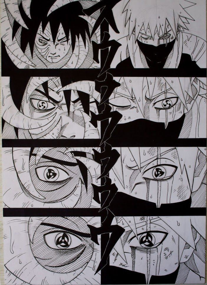 Dibujo estilo manga a blanco y negro