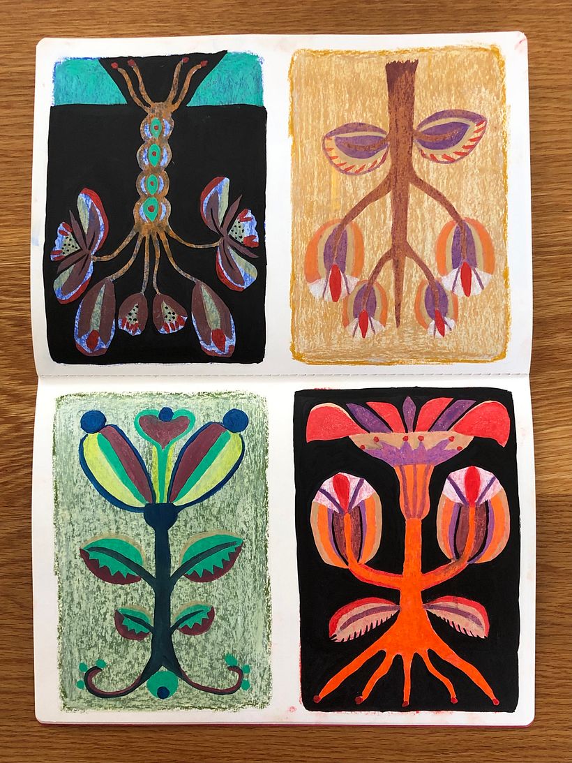 Garden and forest - flowers that grow (oil pastel technique)