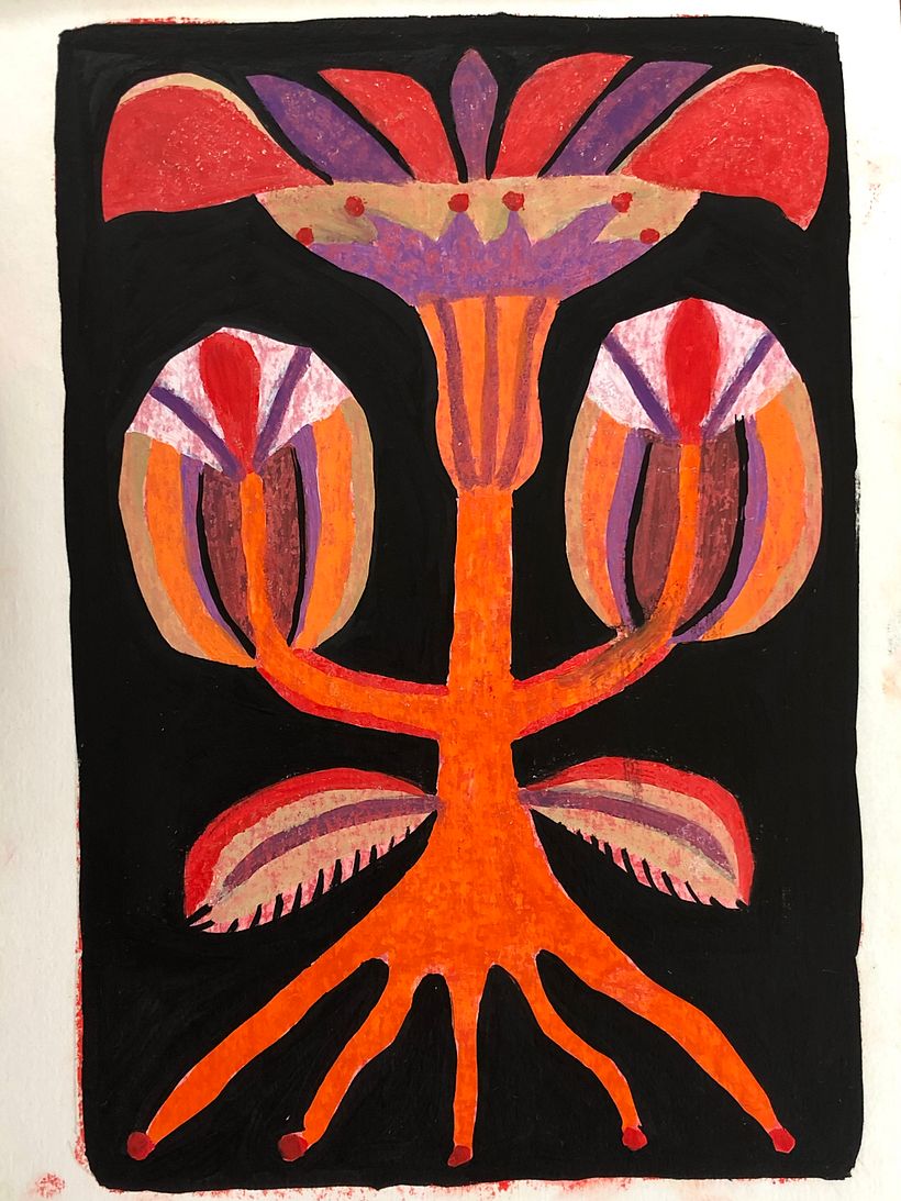 Garden and forest - flowers that grow (oil pastel technique)