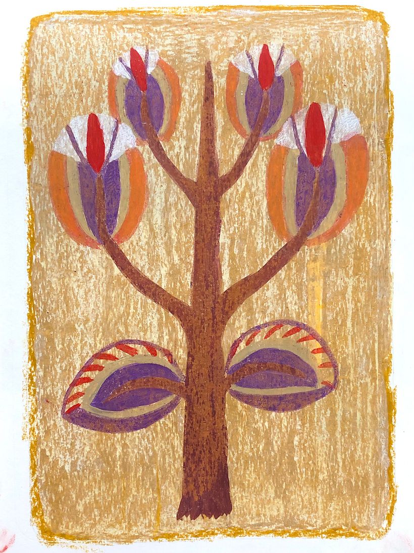 Garden and forest - flowers that grow (oil pastel technique)
