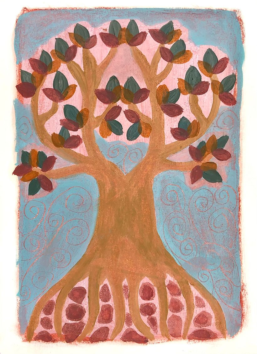 Garden and forest - a serene forest (oil pastel technique)