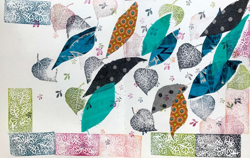 Leaves: Fabric Collage and Stamping